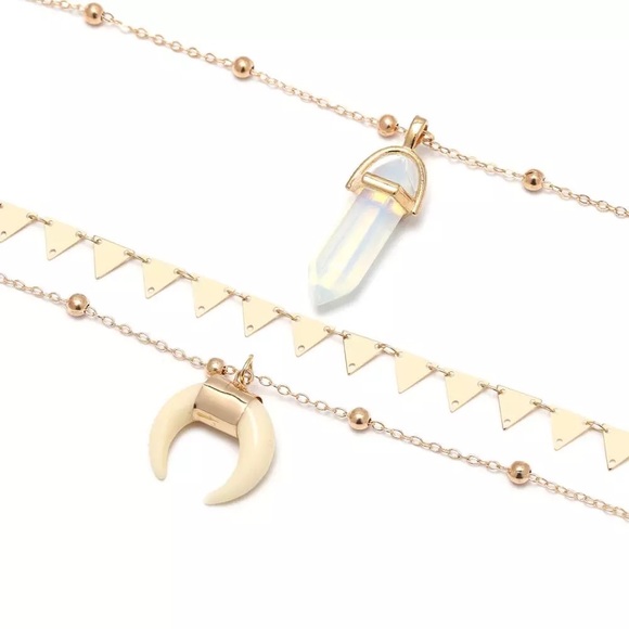 ๐๐Bohemian 3 layered opal stone gold necklace - Picture 5 of 6